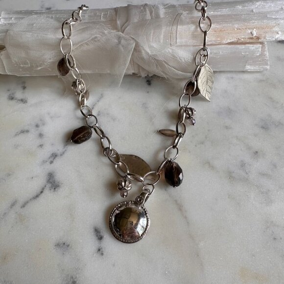 Silver and Quartz Colored Stones Charm Necklace - Picture 8 of 8